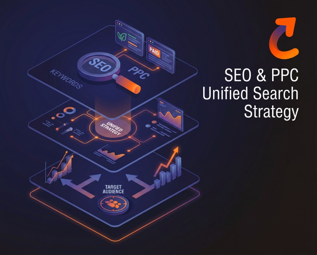 Portada de estrategia de búsqueda unificada SEO y PPC